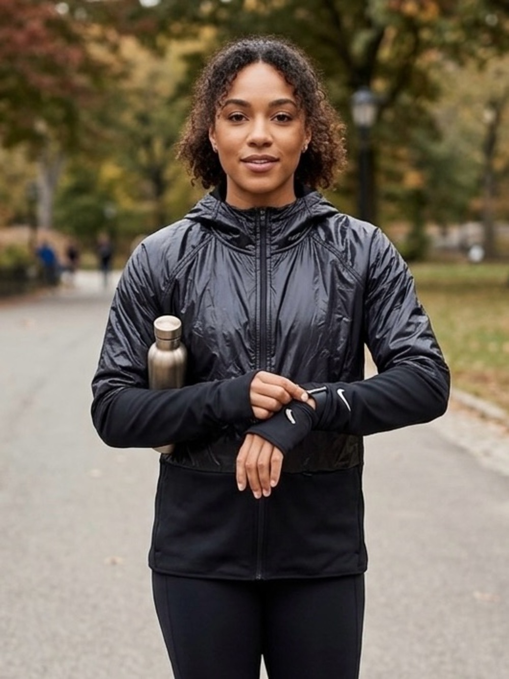 Nike Black Therma-Fit Hooded Jacket with thumb holes  M